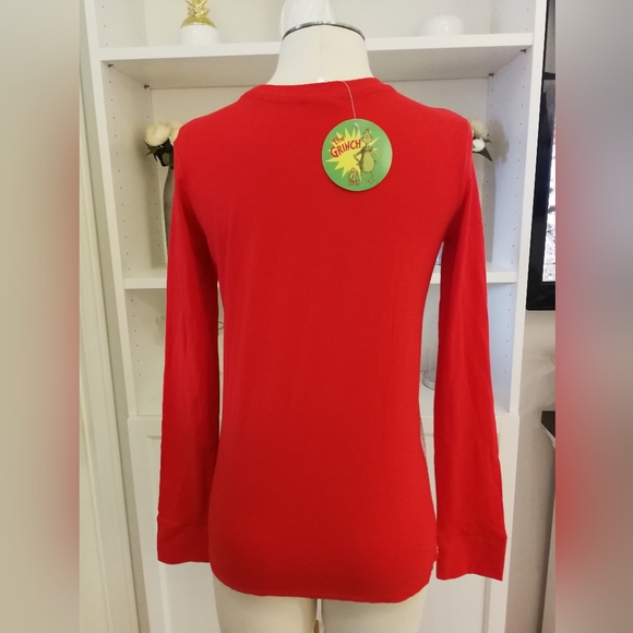 🆕 XS long sleeve red green Grinch Seuss lightweight top Cottont-shirt - Picture 2 of 6